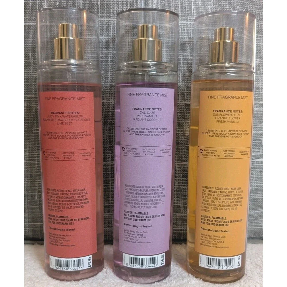 Bath & Body Works Groovy Collection Fine Fragrance Mist Lot of 3 Full 8 fl oz